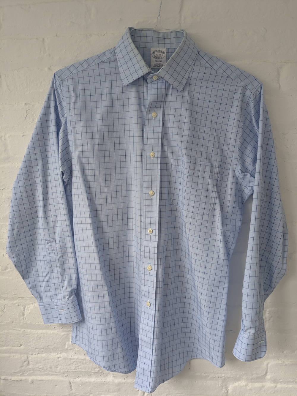 Brooks Brothers Light Blue Windowpane Dress Shirt
